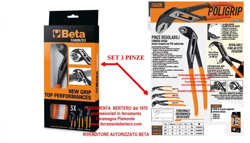 PINZE BETA POLIGRIP 1048N D3 SERIE 3 PEZZI 